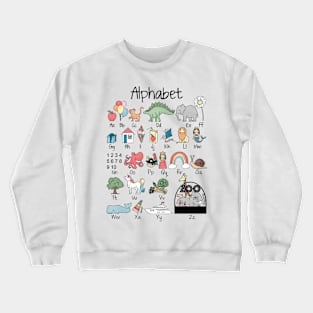 Illustrated alphabet, learning alphabet, ABC's Crewneck Sweatshirt